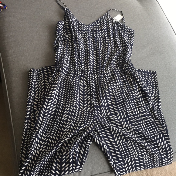 LOFT Other - NWT Loft Navy and Ivory patterned jumpsuit